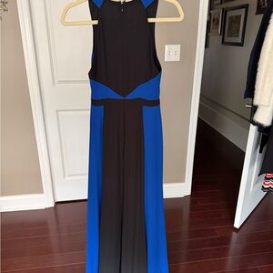 BCBGMaxAzria Black and Royal Blue Sleeveless Maxi Dress